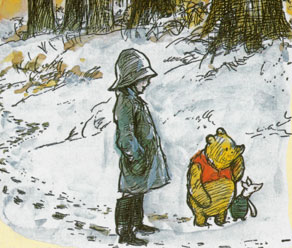 pooh bear in the snow