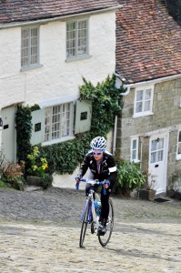 Me, suffering up Gold Hill, courtesy of official photographer Bruce Chappell