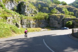 Gary going up Cheddar Gorge