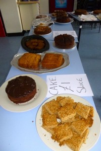 first table of cakes