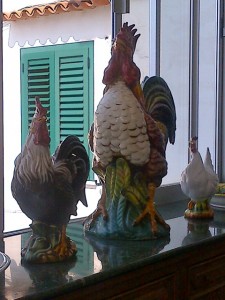 three roosters