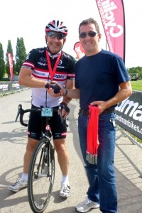 Chris Boardman handing out the medals