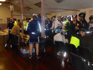 crowded first food stop