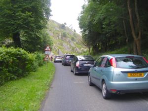 cars queuing for the Combe